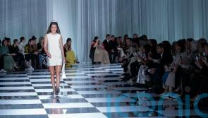 Kendall Jenner and Claudia Schiffer on the catwalk at Versace