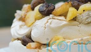 Chestnut pavlova with caramelised apples recipe