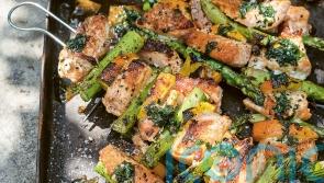 BBQ trout with asparagus and orange recipe