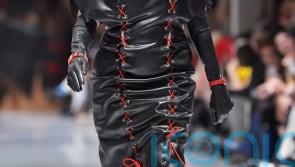Dame Prue Leith stuns in skintight black latex on London Fashion Week catwalk