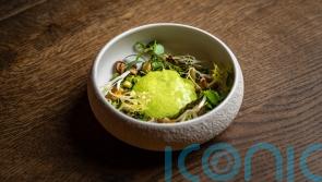 Niklas Ekstedt&rsquo;s grilled English asparagus with leek pur&eacute;e, peas and mushroom