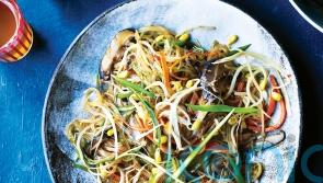 Jeremy Pang’s mung bean vermicelli with shiitake and mangetout