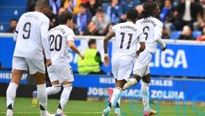 Real Madrid close gap on Barcelona with Alaves win as Kylian Mbappe sees red