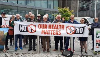 Members of Lemanaghan Bog and Heritage group protesting outside Aras an Chontae 