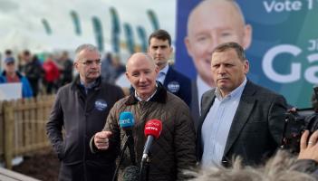 Presidential candidate for Fianna Fail Jim Gavin meets the media at the Ploughing