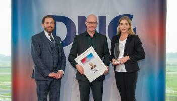 Pictured (L to R) Paul Newman, DNG Chairman, accepting their award is Philip Kelly, Managing Director, DNG Kelly Duncan and sponsor of Linnea Ekstrand of Realforce. 