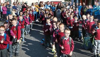 Boys from First Class St Patrick's BNS a year ago in their old uniforms.