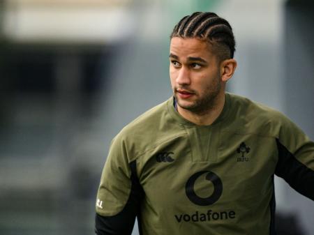 Cormac Izuchukwu during an Ireland Rugby squad training session at the IRFU High Performance Centre in Dublin on Wednesday. Photo by Brendan Moran/Sportsfile