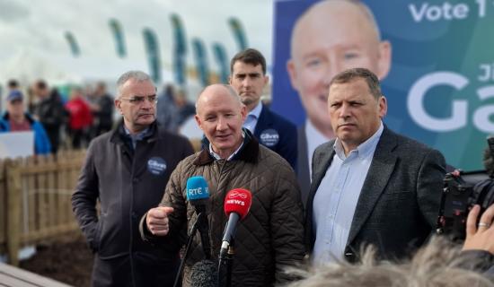 Presidential candidate for Fianna Fail Jim Gavin meets the media at the Ploughing