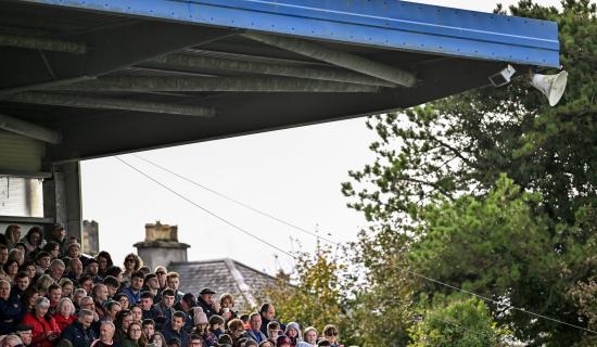 Supporters at the 2025 Clare County senior hurling final between Clooney Quin and &Eacute;ire &Oacute;g Ennis at Cusack Park in Ennis (Photo by Piaras &Oacute; M&iacute;dheach/Sportsfile)