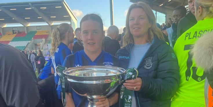 Offaly women celebrate as Athlone Town complete league and cup double