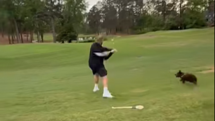 WATCH: Offaly's Shane Lowry shows off hurling skills at Augusta ahead of Masters
