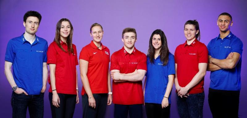 Irish athlete Mark English (L) helps launch Sky's Europe wide sports academy