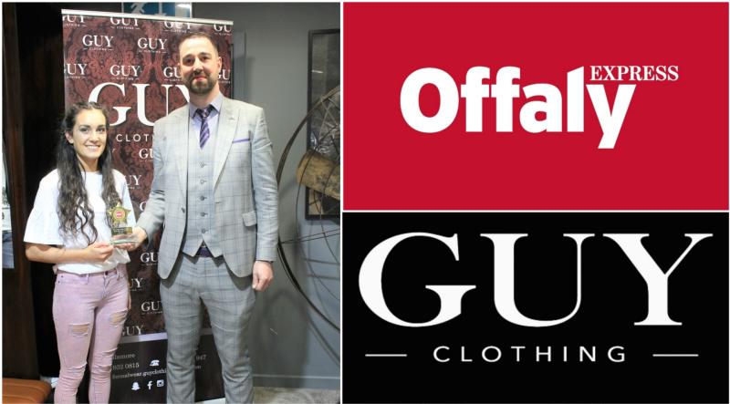 Anthony Kearns of Guy Clothing presents Nadine Donegan (Tullamore Harriers) with the Offaly Express/Guy Clothing Sports Star of the Month Award