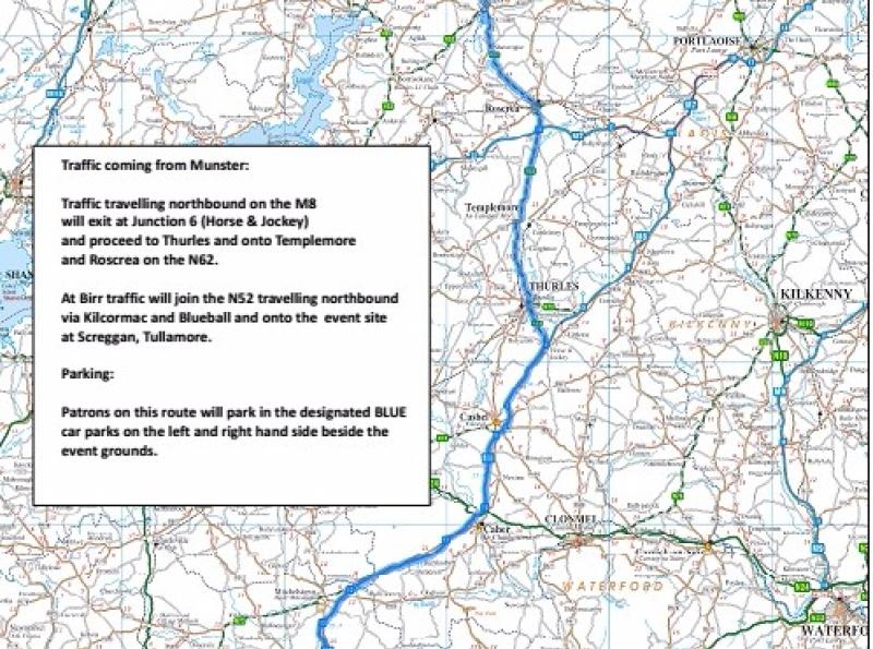 Route from Cork and Munster to National Ploughing Championships