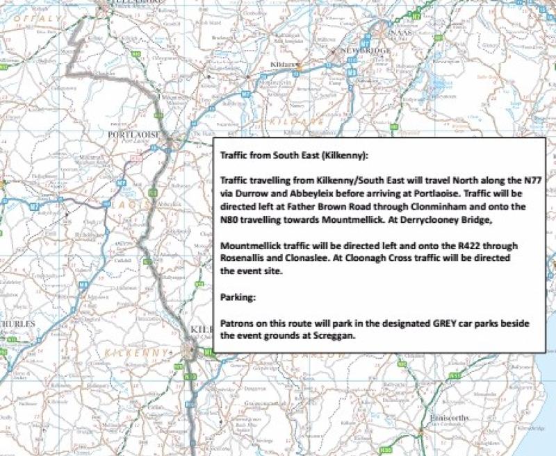 The route from Kilkenny, Waterford and the South East to the National Ploughing Championships in Tullamore