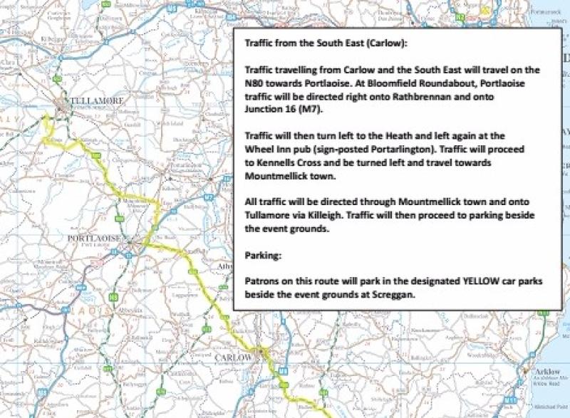 The route from Carlow, Wexford and the South East to the National Ploughing Championships in Tullamore