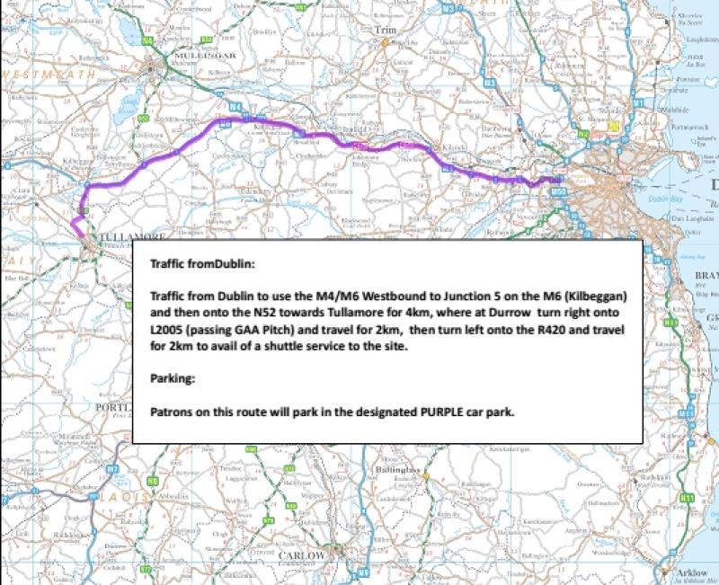 The route from Dublin and the East to the National Ploughing Championships in Tullamore