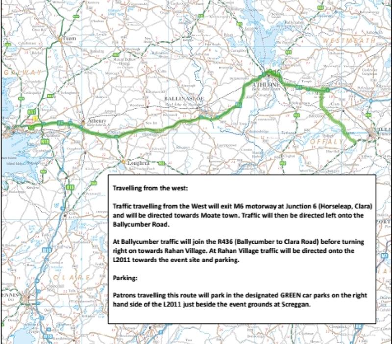 The route from Galway and the West to the 2017 National Ploughing Championships