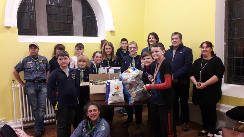 4th Offaly (Edenderry) Scout Group were delighted to be able to present a food donation to Ken Smollen and Deirdre Saunders