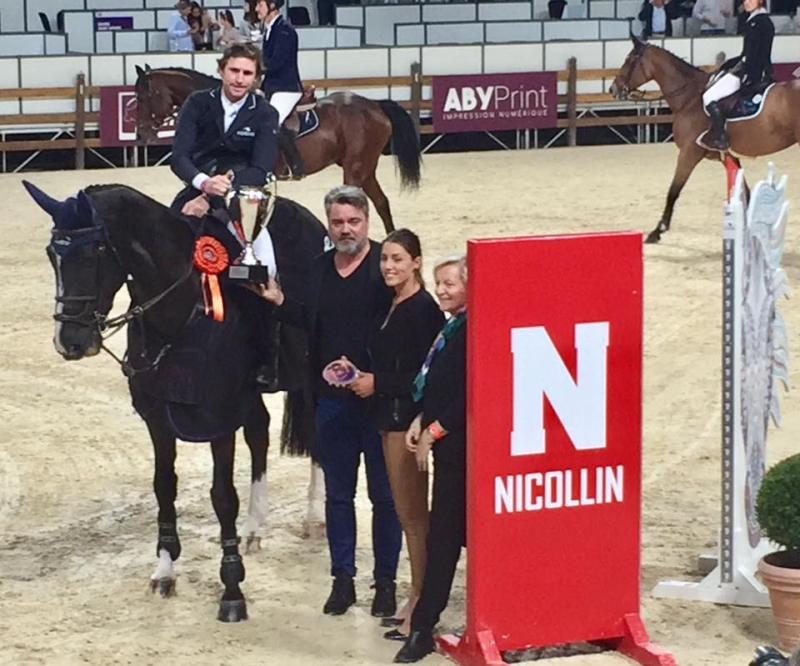Darragh Kenny and Go Easy De Muze in the prize giving ceremony following victory in the Montpellier Grand Prix
