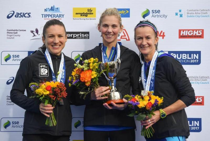 Pauline Curley third Irish lady with winner Laura Graham and second placed Catriona Jennings