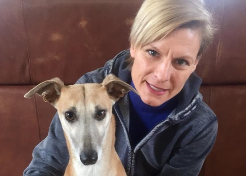 Green Party member Pippa Hackett pictured with her own rescue dog Penny
