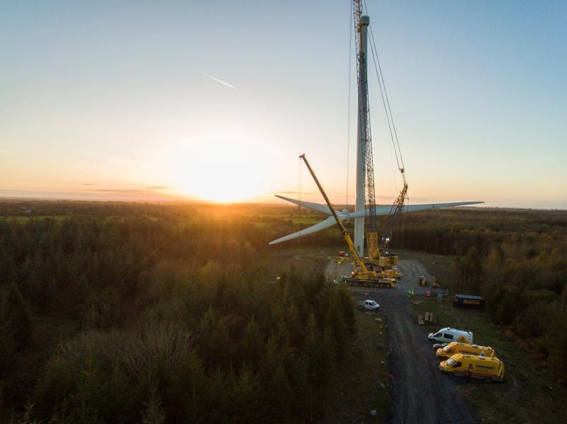 Construction on Ireland's tallest wind turbines completed in Offaly 