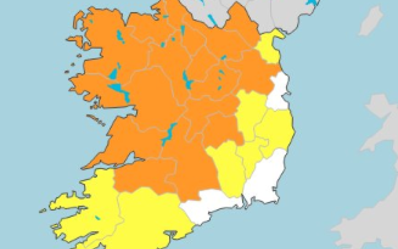 Offaly weather warning upgraded to 'Status Orange'