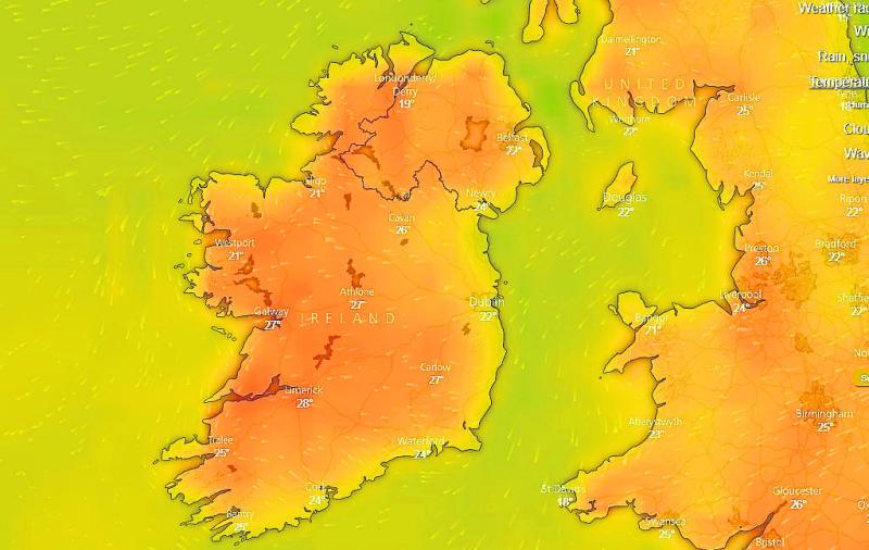 Offaly to be one of the hottest places in Europe this week