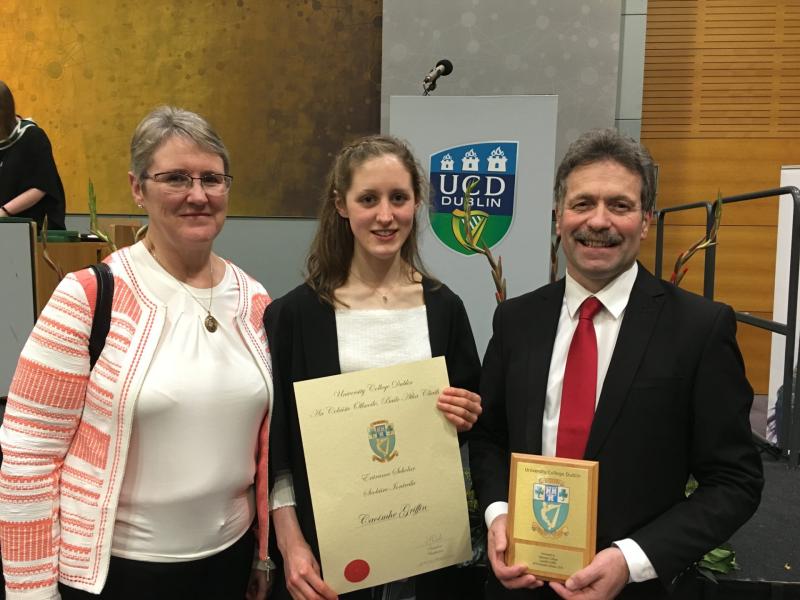 Tullamore student receives special award from UCD