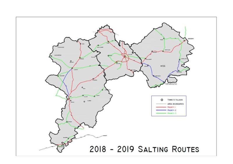 Details of Offaly County Council Salting Routes and road priority for the winter