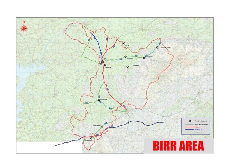 Details of Offaly County Council Salting Routes and road priority for the winter - Birr Area