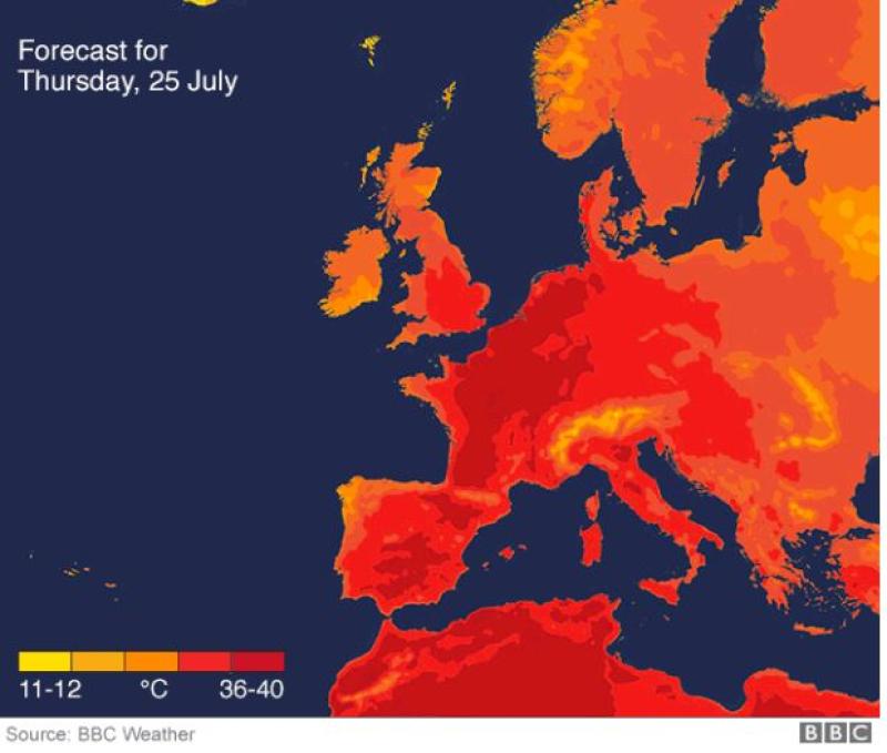 Met Éireann Irish weather forecast as record-breaking heatwave to sweep across Europe