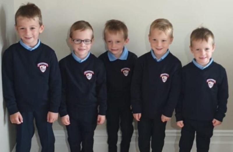 Offaly quadruplet brothers head off for first day of school