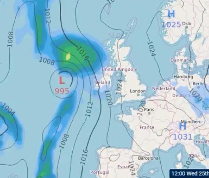 The latest weather chart for Christmas Day from Met Eireann