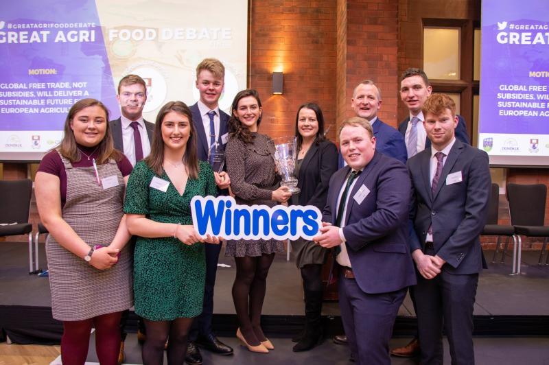 Pictured are the winning team from UCD with Niall Browne, CEO, Dawn Meats and Nina Prichard, Head of Sustainable and Ethical Sourcing, McDonald&rsquo;s UK & Ireland