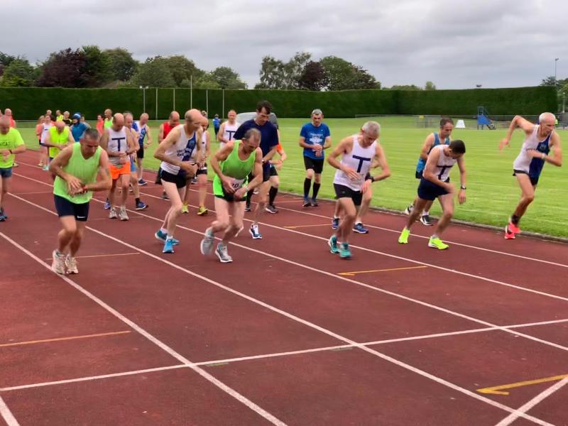 Competitors taking off in the Tullamore Harriers Gowran 8 last week, before the latest shutdown.