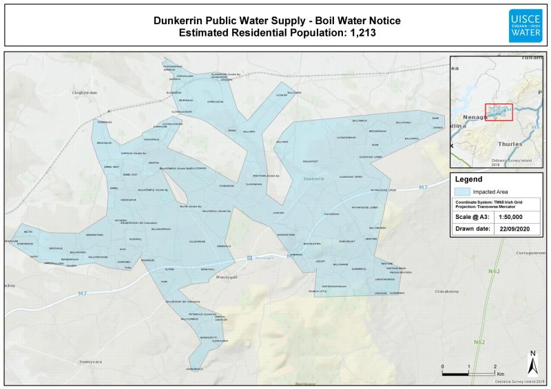 Boil Water Notice remains in place for customers supplied by one Offaly Water scheme 