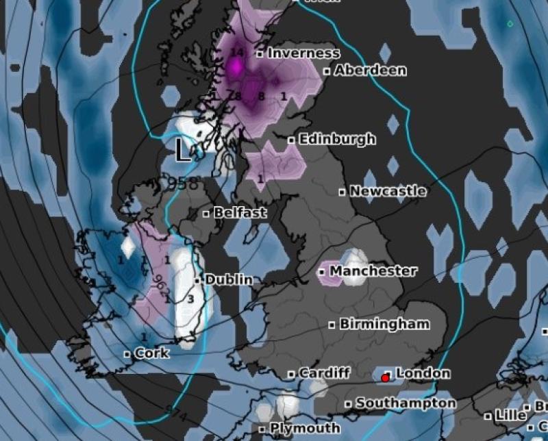 SNOW ALERT: Forecaster warns snow 'likely' for Ireland this Sunday as cold air set to push in