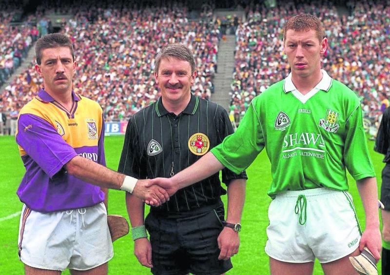 Offaly's Pat Horan, pictured with Martin Storey and Ciaran Carey when he refereed the 1996 All-Ireland senior hurling final