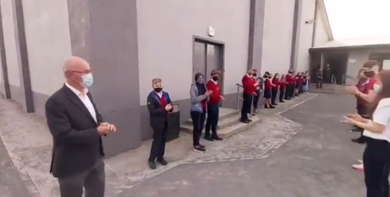 WATCH: Offaly school gives emotional send-off to retiring principal