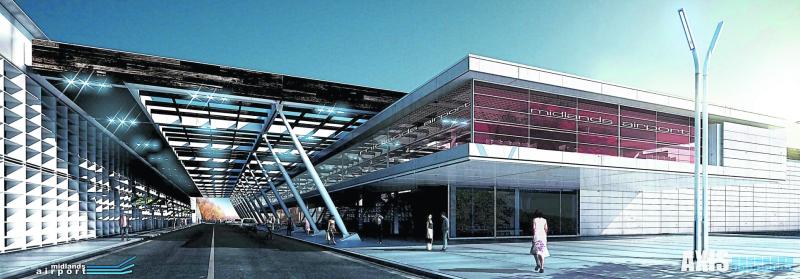 An architect's impression of the terminal for the proposed airport in Tubber (image, Axis Architecture)