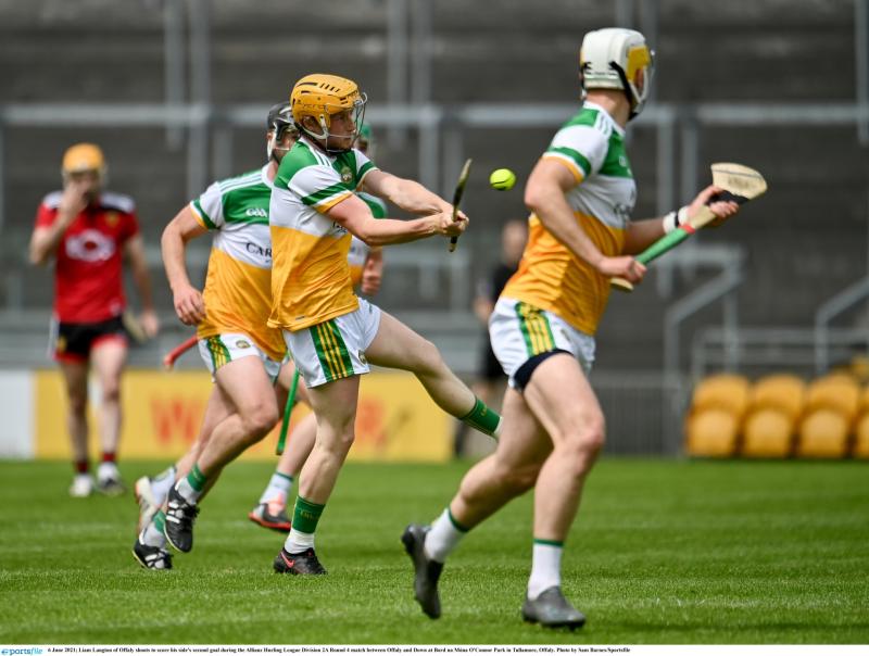 Liam Langton scoring Offaly's second goal.