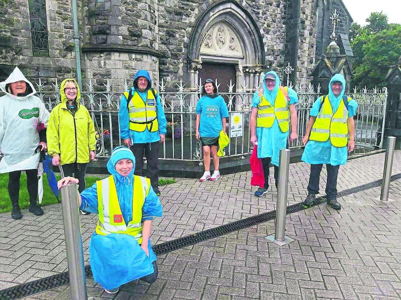 Paul Galvin (extreme right), pictured with Mary’s Meals supporters on the Step by Step to Feed the next Child fundraiser through Offaly, where some walked over 200km in aid of the charity