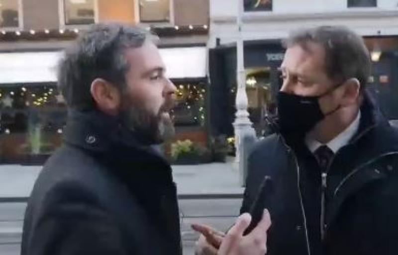 WATCH: Offaly TD Barry Cowen accosted and questioned on Dublin street by anti-vaxxer 