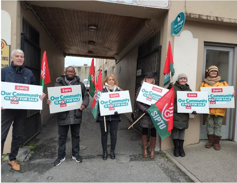 The staff staged a protest outside the offices of TD Barry Cowen this week