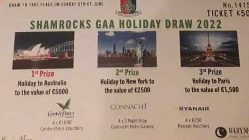 Fifteen holidays to be won in gala Shamrocks GAA draw