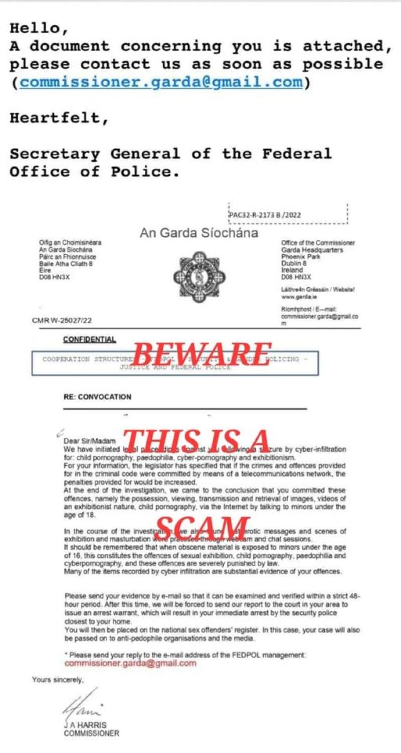 Laois Offaly Gardai issue warning about a new scam