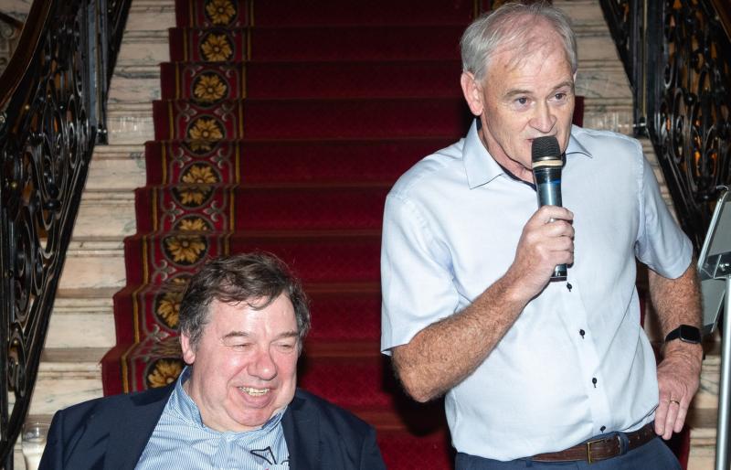 Cowen in vintage speaking form as fellow Clara man's book launched